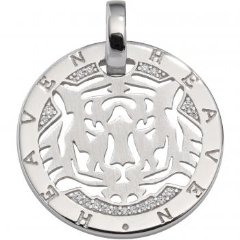 925 Silber Tigerkopf-Schmuckanhänger mit Zirkonia – 29,70 mm Durchmesser, 2,4 mm Höhe