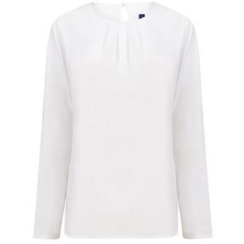 Henbury Damen Sweatshirtbluse mit Faltenfront, langarm