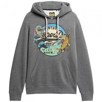 Felpa Con Cappuccio Superdry Grafica Giapponese Charcoal Marl M