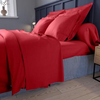 Drap plat Satin de coton Coloris Rouge 240 x 300 cm