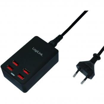 LogiLink PA0138 USB-Ladegerät, 4 Anschlüsse, 22W, schwarz