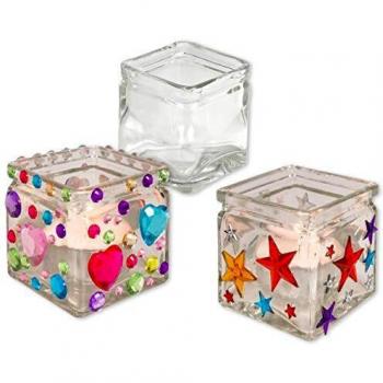 Set of 12 Square Candle Holders, H: 5.5 cm, Size: 5.5x5.5 cm
