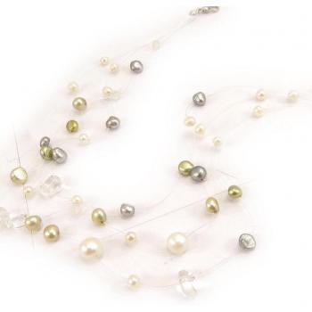Collar 'Esencia Biwa' Blanco Dorado Plateado