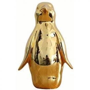 Art décoratif pingouin 30 cm, couleur or chromé – Meubletmoi
