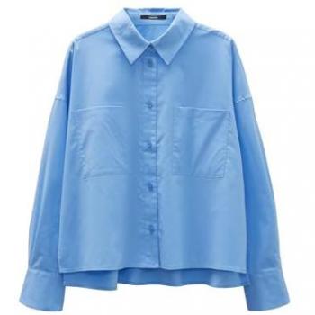 Someday Regular Fit Hemdbluse mit aufgesetzten Brusttaschen in Hellblau, Größe 42