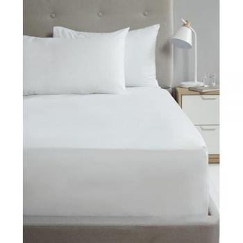 Rapport Home TH King Percale Sheet – 180 Thread Count, White, Long‑Sleeve Fit