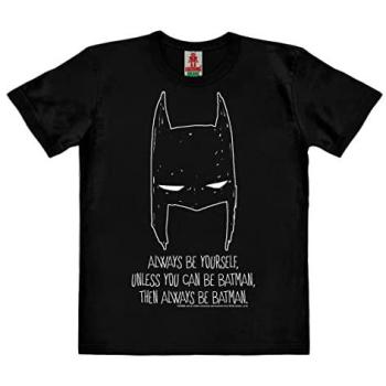 LOGOSHIRT Batman „Immer Sei Du Selbst“ – Schwarzes Baumwoll-Tee – Größe 92 – Unisex & Kinder geeignet