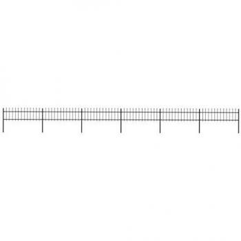 Black Steel Garden Fence with Spear Top, 10.2x0.6 m