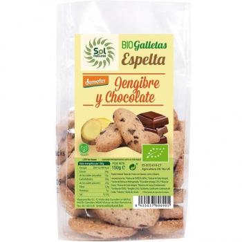 Galletas de Espelta con Jengibre y Chocolate 150g Solnatural