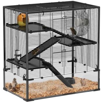 Pawhut Stylish 4-Level Hamster Cage with Glass Floor