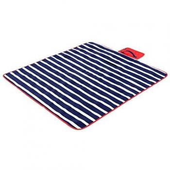 Faltbare Blau-gestreifte Yello Fleece Decke mit wasserdichter Unterseite