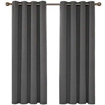 Deconovo Light Grey Thermal Insulated Eyelet Curtains 42 x 54 Inch 2 Panels