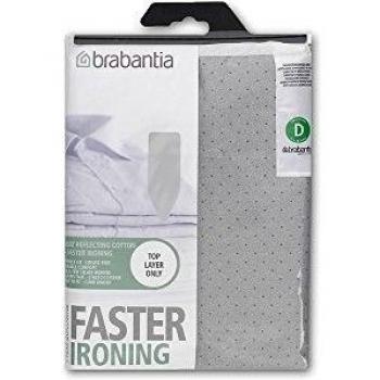 Brabantia Professional Grade Ironing Board Cover, Size D (135x45cm), Easy-Fit Design with 2mm Foam Layer and Metallised Finish