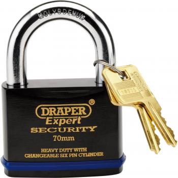 Draper Expert Heavy Duty 70mm Steel Padlock, Standard