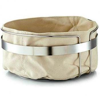 Brotkorb mit Beutel beige Metall/Baumwolle ø22x10,8cm