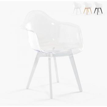 AHD Weißer Design Sessel mit Holzfüßen