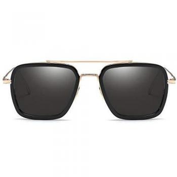 Tony Stark Retro Square Sunglasses Metal Frame for Men Women
