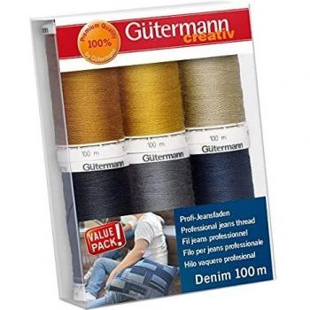 Gutermann Denim Thread Set 100m x 6 reels, Multicoloured 731144-1