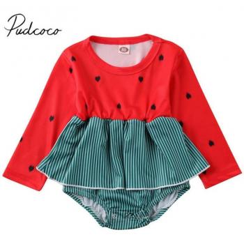 Hearts Print Toddler Swimwear Long Sleeve One-Piece (6M-4T)