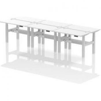 Air Back-to-Back Height Adjustable 6 Person Bench Desk