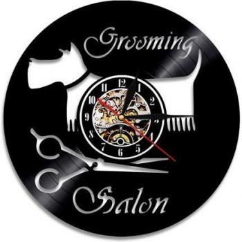 LED Backlight Dog Grooming Salon Vinyl Record Clock