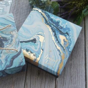 Baby Shower and Wedding Packaging Gold Deep Blue Marble Box Set (3 pcs)