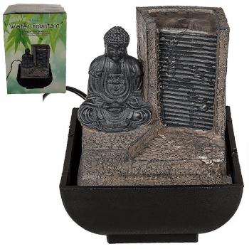 Mini-Fontaine d'intérieur Bouddha en Polyrésine grise 16 cm
