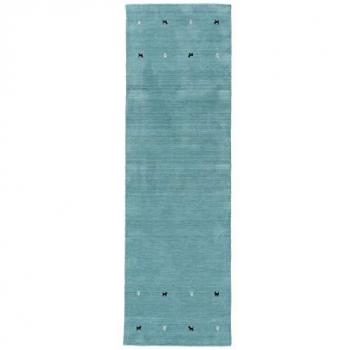 Carpetfine Handwoven Wool Gabbeh Uni Turquoise Area Runner 80 x 300cm