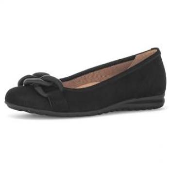 Gabor Ballerina FLORENZ Flache Slipper in abgerundeter Form, Schwarz, Größe 37