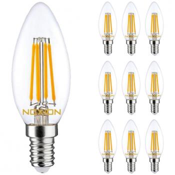 Noxion Bougie Filament LED E14 4.5W 470lm Lot de 10