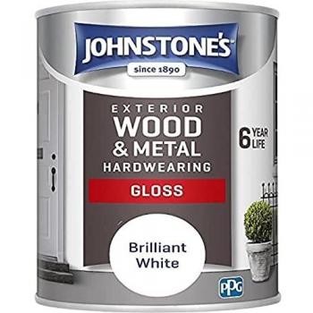 Hardwearing Exterior Gloss Paint, Color: Brilliant White, Size: 750ml, Brand: Johnstone's Weather Guard