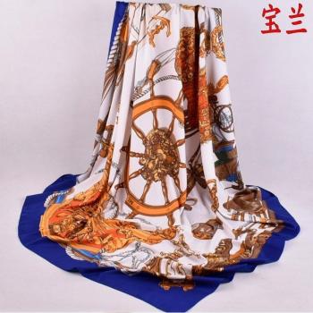 Printed Silk Satin Scarf for Women 130cm x 130cm