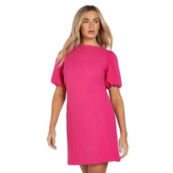 DP Luxe Women’s Mini Dress: Pink Puff Sleeves, Bow Back