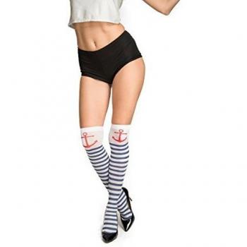 Colanți da donna stile marinaio My Other Me blu e bianco