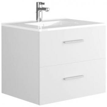Mobile sospeso per bagno con lavabo singolo 60 cm Bianco