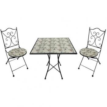 Ensemble Bistro AXI Camilla 2 Chaises Pliantes Table Mosaïque Jardin Extérieur