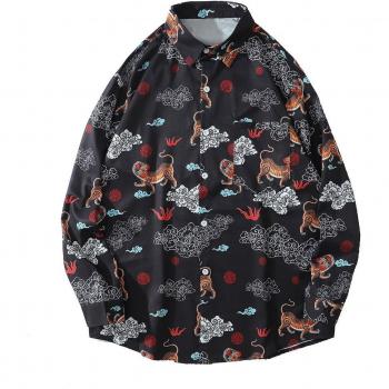 GONTHWID Herren Bluse im Hüpfen‑Stil mit Tiger‑Muster