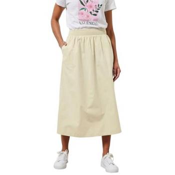 M&Co Mid-Length Pocket Skirt in Light Brown – Casual Cotton