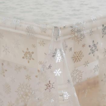 Glitzernde Festtags-Organza (Schneeflocken) – Deconovo 300 × 150 cm