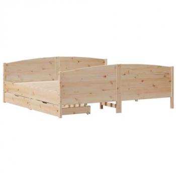 Día y Noche Estructura de cama sin colchón madera maciza de pino 200x200 cm