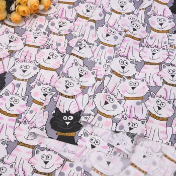 Tela Transpirable de Algodón con Diseño de Gato