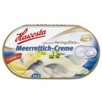 Hawesta Heringsfilets in Meerrettich-Creme, 10 x 200 g Dose