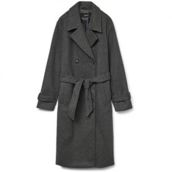 Trenchcoat ceinturé mi-long gris foncé pour femme