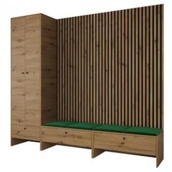 Bureau d’accueil Donio Vi – Chêne Artisan avec finition stratifiée et tissu 35