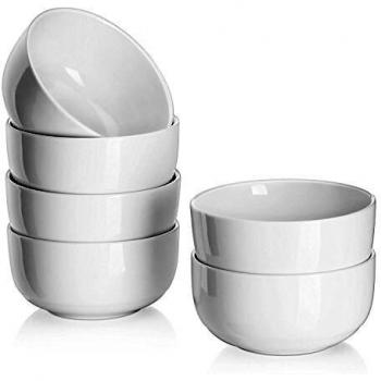 Dewy White Dessert Bowls – 300ml, Set of Six