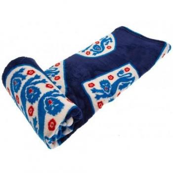 Fleece Crest Football Blanket (Blue & White)