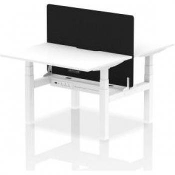 Air 1200 x 800mm Height Adjustable 2 Person Bench Desk White Top with Scalloped