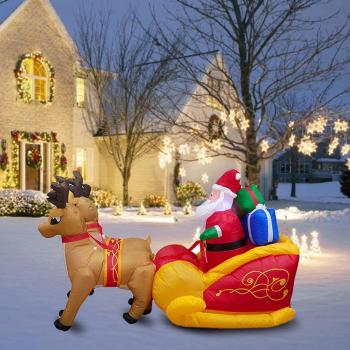 Gonflable de Noël : Père Noël, rennes et traîneau 86,61 pouces