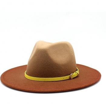 Sombrero Unisex de Ala Ancha con Degradado y Cinturón