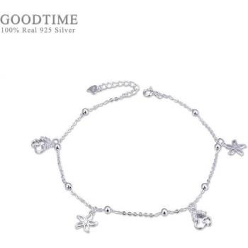 Pentagonal Leaf Design Adjustable Anklet in 925 Sterling Silver